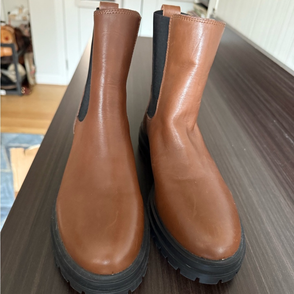 Madewell Bradley Lugsole Brown Leather Boots